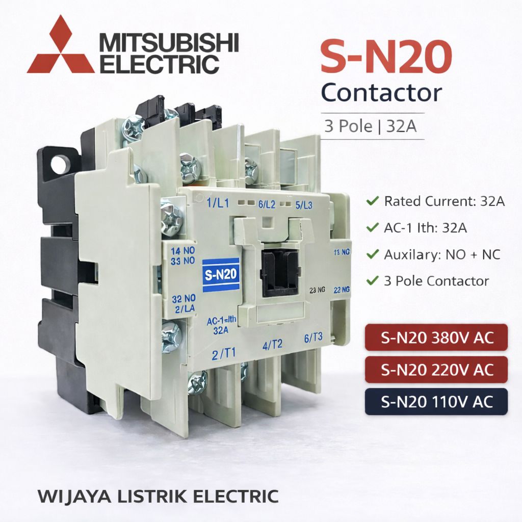 Jual Magnetic Contactor Kontaktor Mitsubishi S-n20 Sn20 220v 380v 110v ...