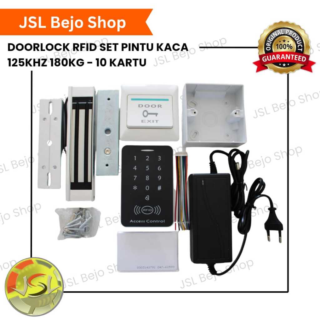Jual Paket Access Control Pintu Kaca Magnetic Lock 180kg / 280kg RFID ...
