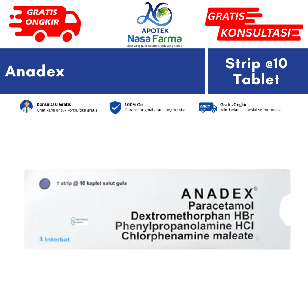 Jual Anadex Strip @10 Kaplet - Obat Penurun Demam, Batuk, dan Pilek ...