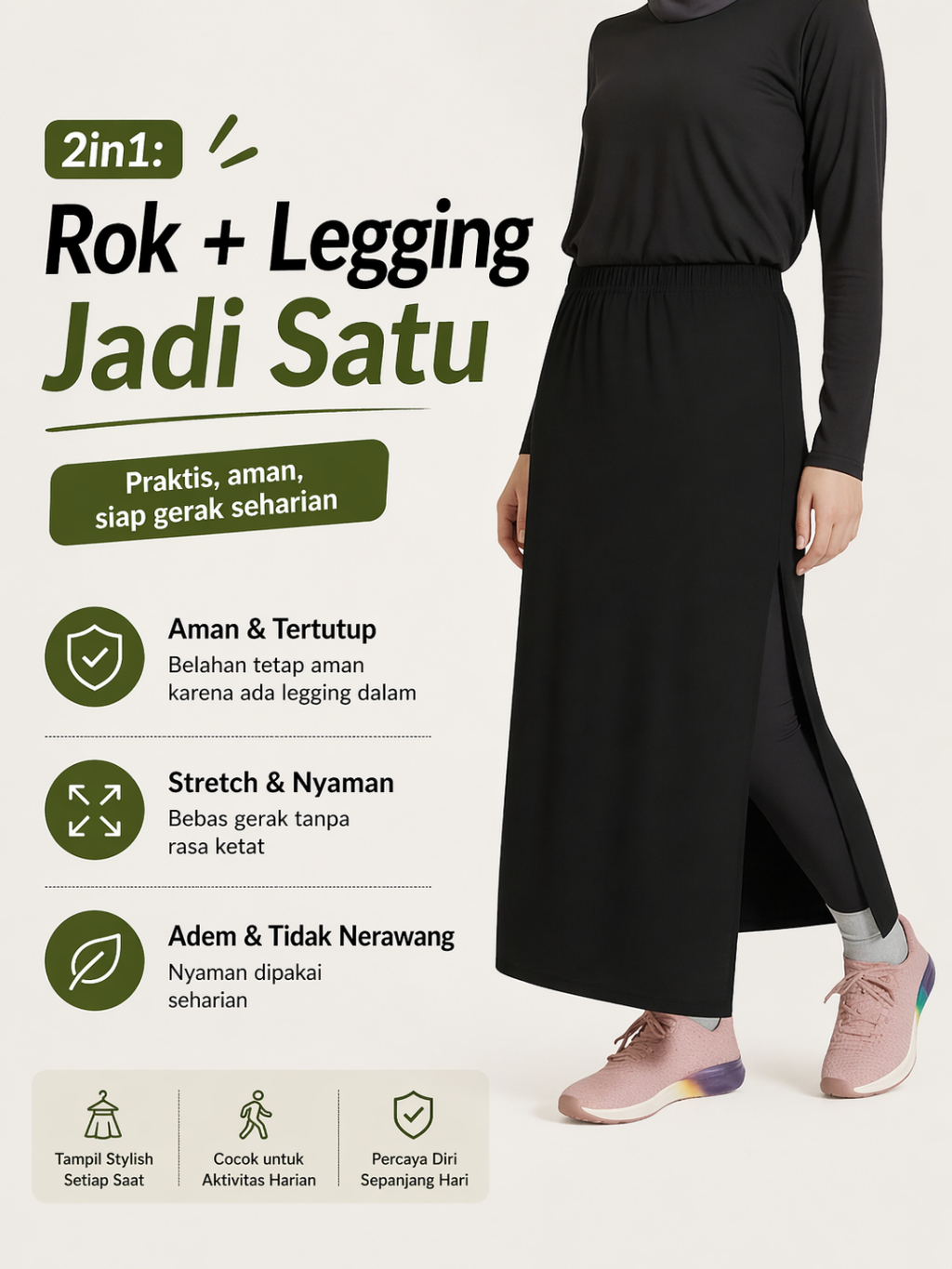 Jual Legging Rok Panjang Wanita Muslimah Celana Rok Syar’i Senam Yoga ...