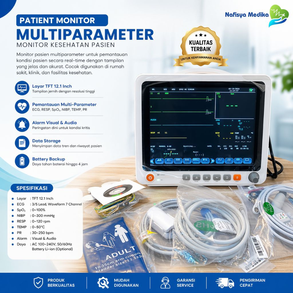 Jual Patient Monitor Multiparameter 12.1 Inch ICU ECG SpO2 NIBP RESP ...