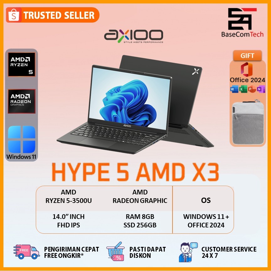 Jual Laptop Axioo HYPE 5 | AMD X3 Ryzen 5-3500U | RAM 24GB 512GB