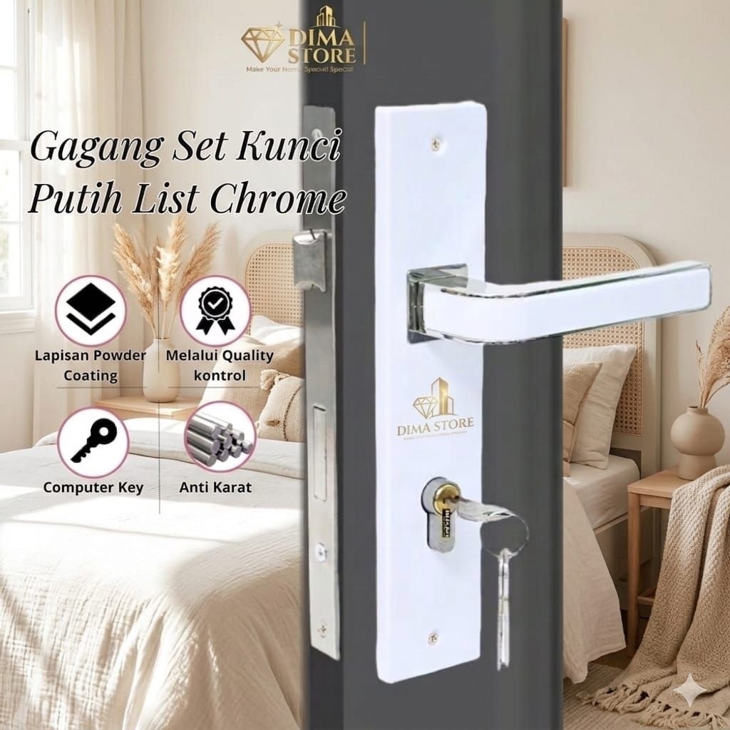 Terbaru Handle Pintu Kamar Putih Ongkel Pintu Kotak Minimalis Modern Bahan Stainless Anti Karat