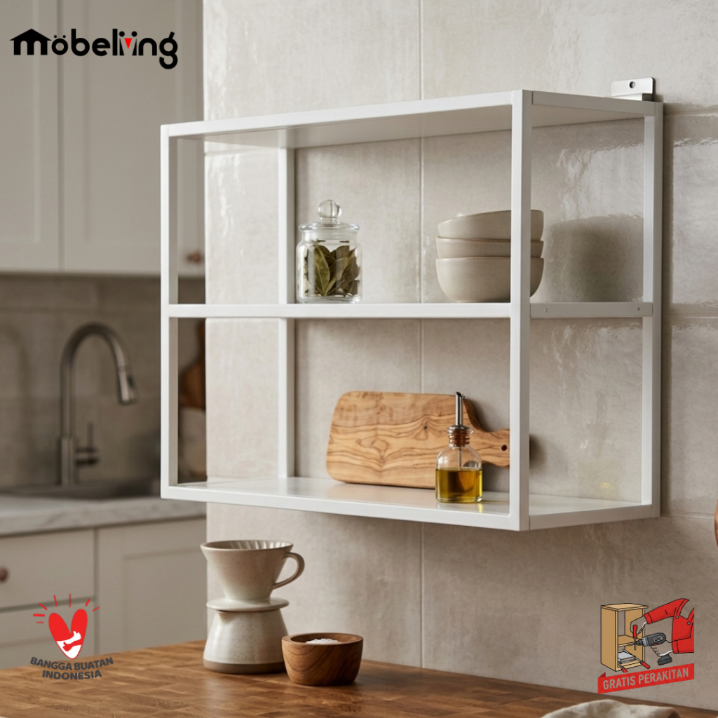 Mobeliving - Kitchen Set Atas Besi - Kitchen Set Minimalis Full Putih