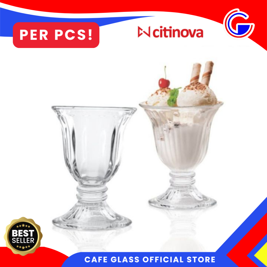 Gelas Kaca Ice Cream Gelato Citinova - Gelas Es Krim set 6pcs - Gelas Gelato 200ml Cafe Restoran