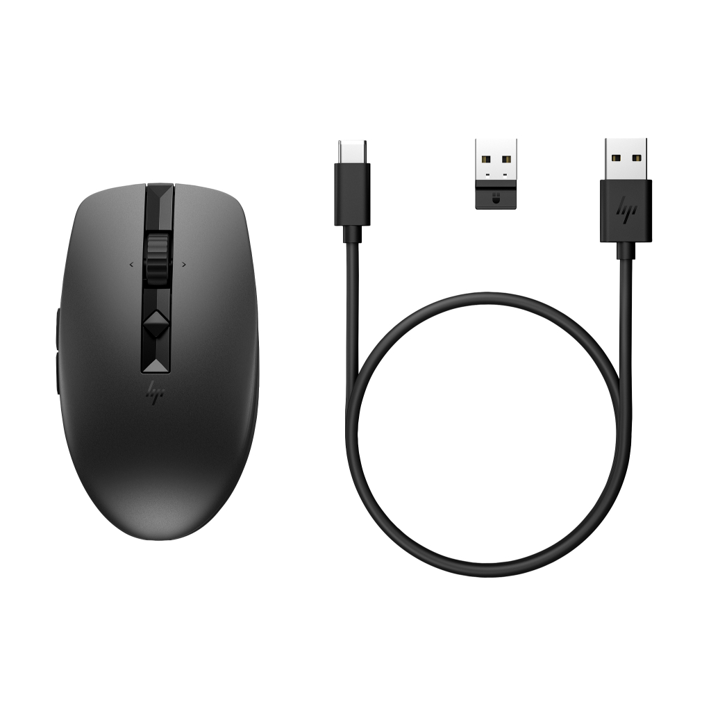 Mouse Silent HP 710 Rechargeable Silver / Black Wireless Up to 3000 DPI Bluetooth Windows 11 Windows 10 Chrome OS mac OS Promo Murah Gratis Ongkir Off (5)
