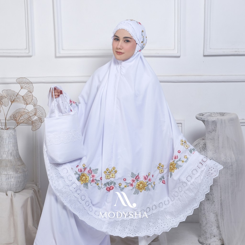 Mukena Syahfa Bordir Padang Katun Anti UV Jumbo Premium by Modysha