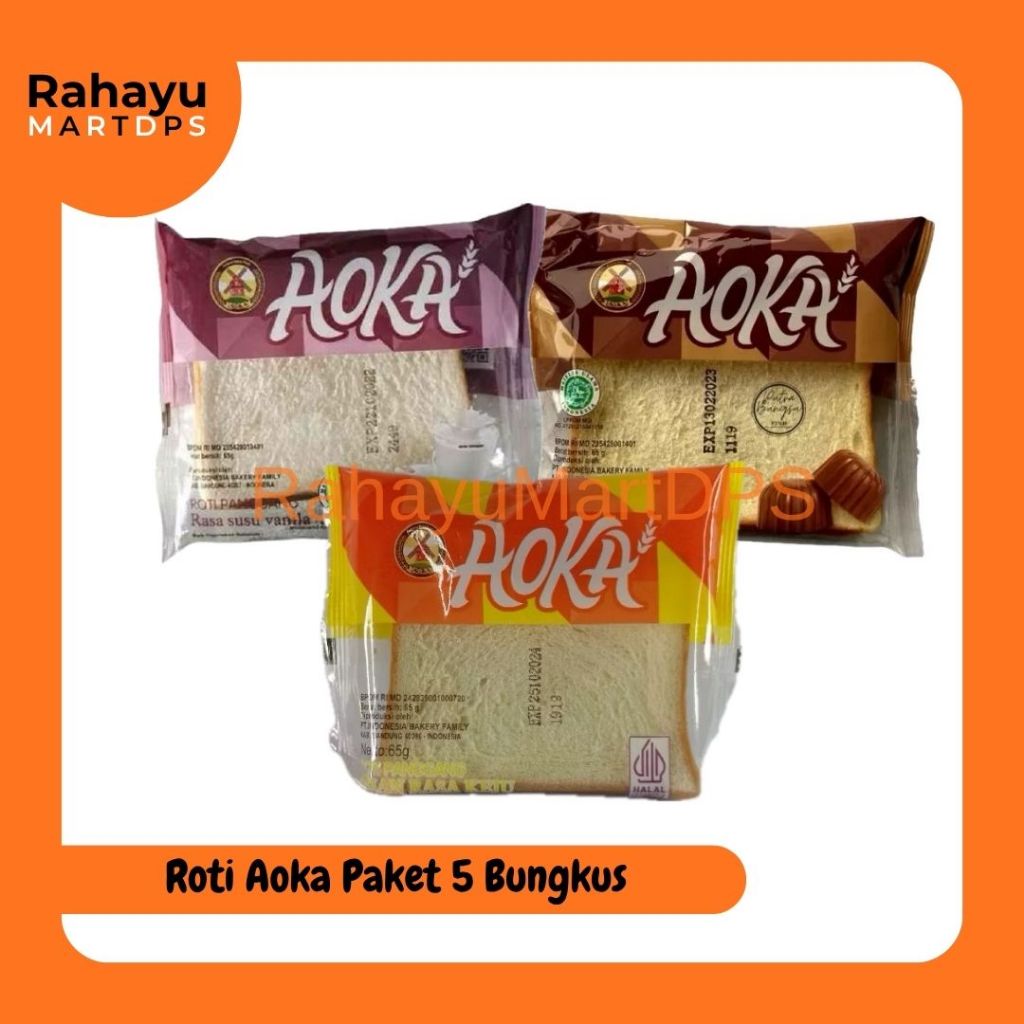 Jual Roti Aoka Paket 5 Bungkus x 65g (Cokelat / Vanilla / Keju) – Roti ...