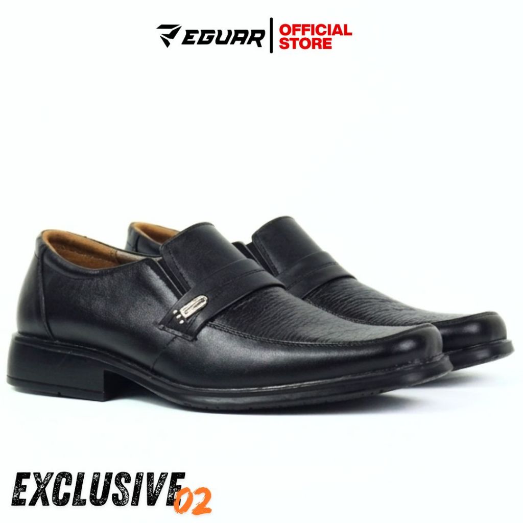 Jual EGUAR Sepatu Kulit Asli Pria Hitam Loafer Pantofel Kantor Kerja ...