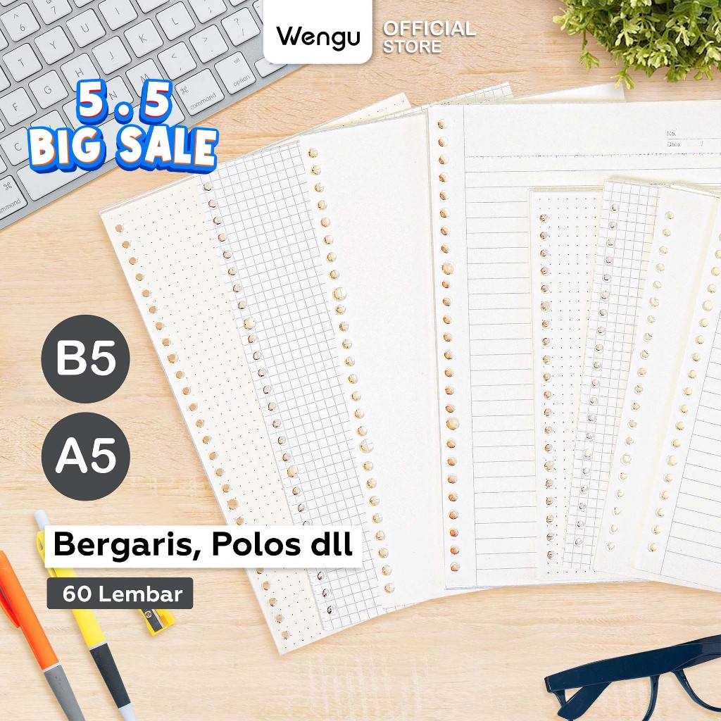 Jual [BARU] Wengu Loose Leaf Kertas Refill Isi Binder A5 B5 (60 lembar ...