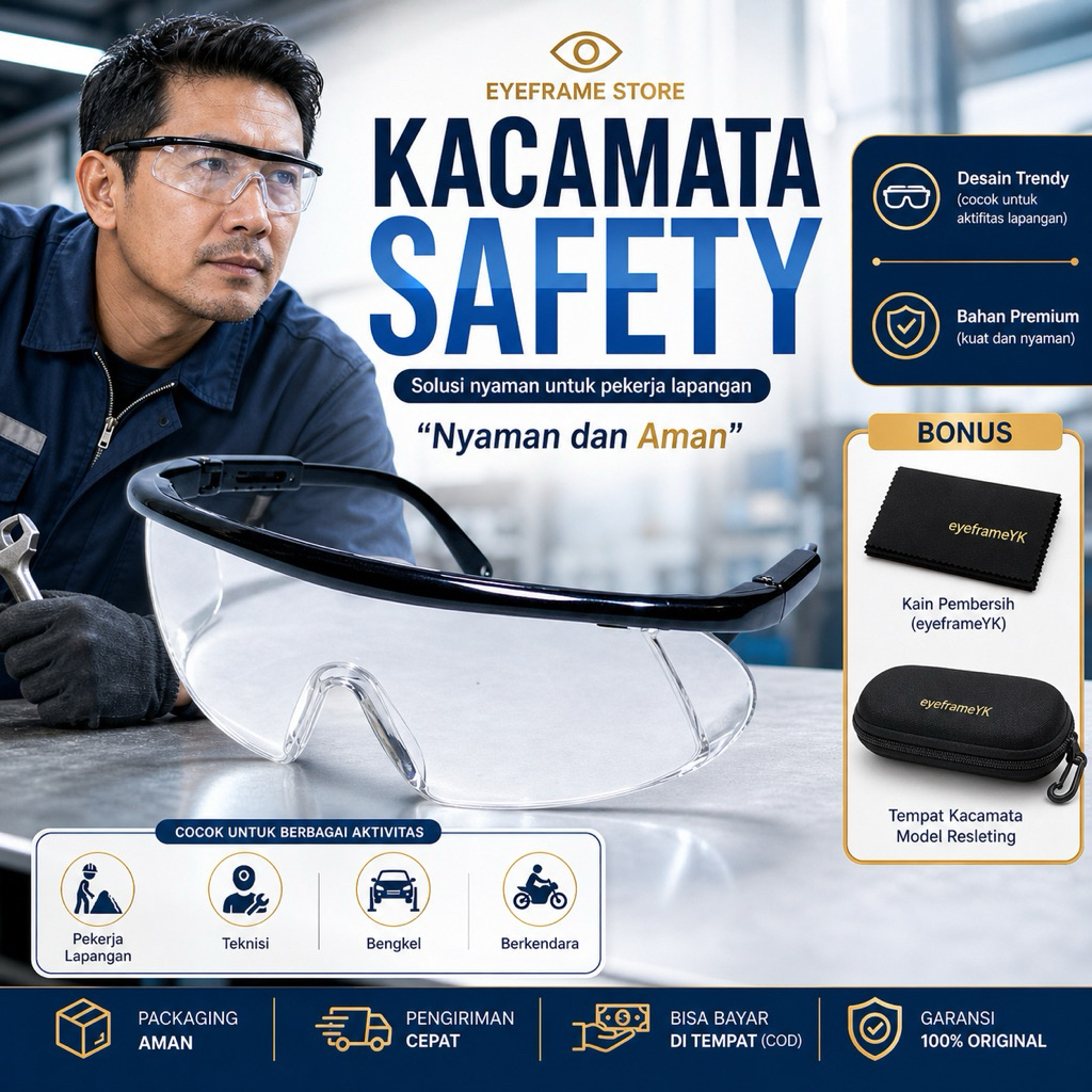 Jual Kacamata APD Safety E3012 – Pelindung Mata Laboratorium / Bengkel ...