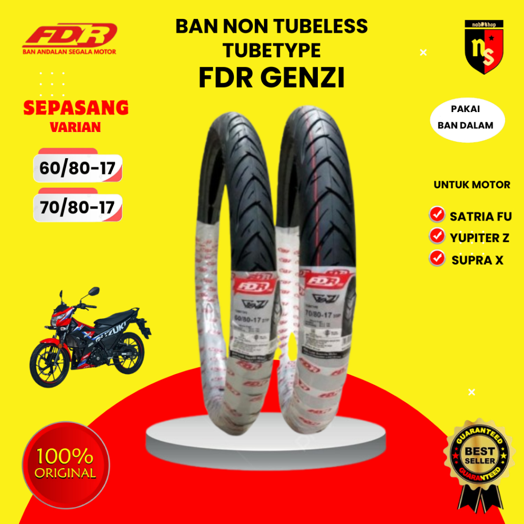 Jual Paket Ban FDR Genzi 60/80-17 dan 70/80-17 Tube Type Ring 17 Ban ...