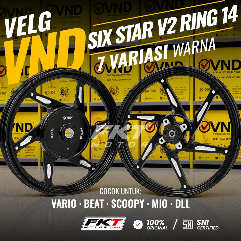 Jual Velg Racing VND Six Star V2 Ring 14 Untuk Vario 110/125/150 Beat ...