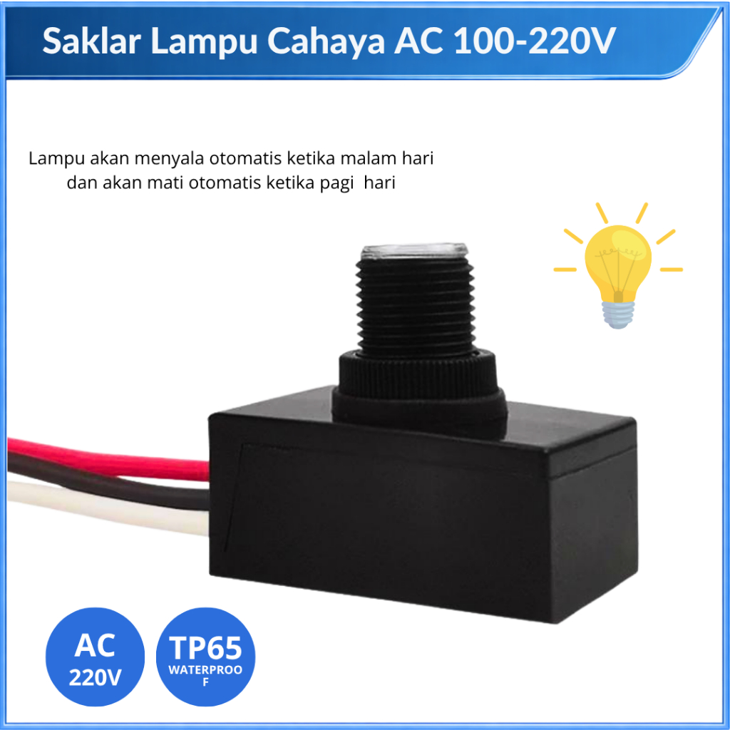 Jual Saklar Lampu Sensor Cahaya DC 3-30V AC 220V Light Switch Photocell ...