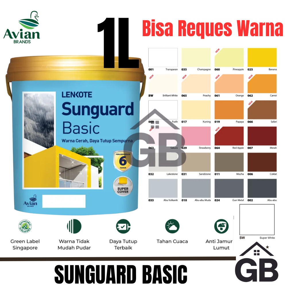 Jual Sunguard Basic 1L // Cat Eksterior Premium Avian Brands // Bisa ...