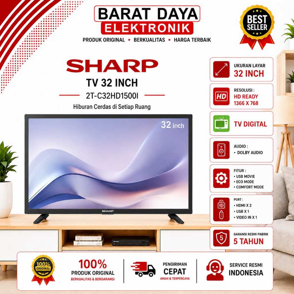 Jual SHARP LED TV 32 Inch HD Digital - 2T-C32HD1500I LED SHARP DIGITAL ...