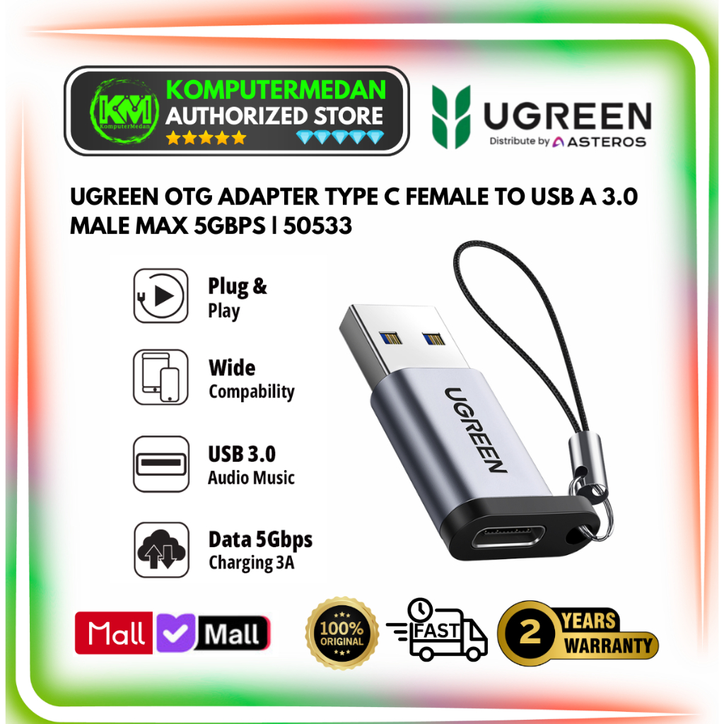 Jual UGREEN OTG Adapter USB to Type C Female To USB 3.0 Max 5Gbps ...