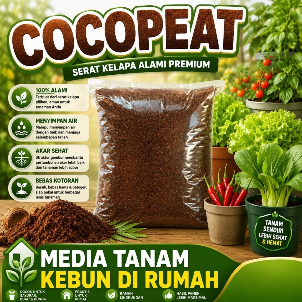 COCOPEAT 1 KG - Jual Cocopeat Coco Peat Media Tanam Hidroponik Holtikultura Bunga