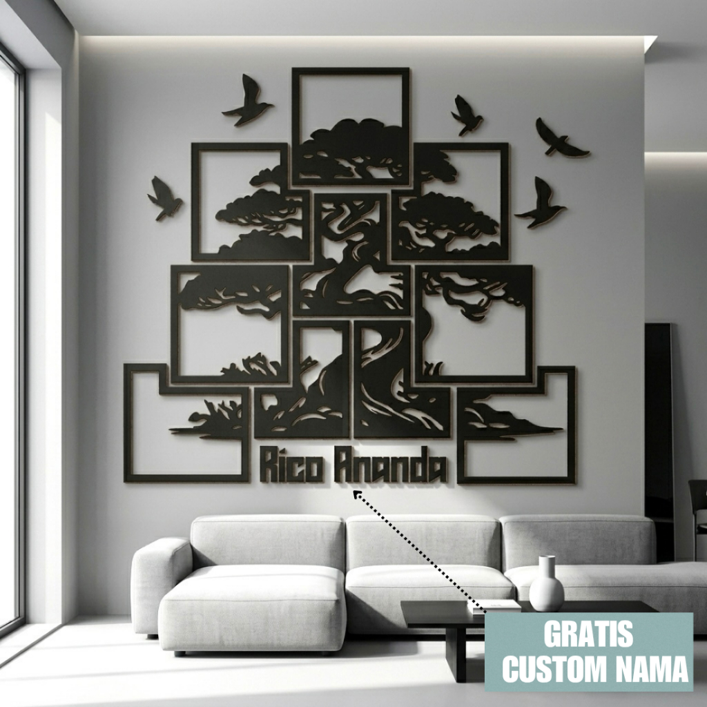 Pajangan Dinding Aesthetic Kayu Tempel Hiasan Kamar Pria Wanita Dekorasi Ruang Tamu Rustic Pohon