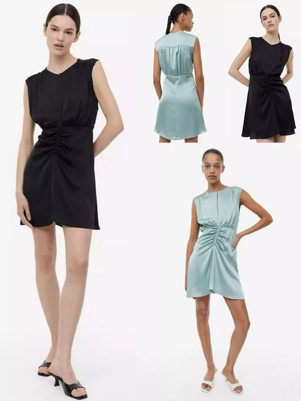 Dress Mini Wanita Bahan Satin Silk HM Draped Satin Dress - 2413