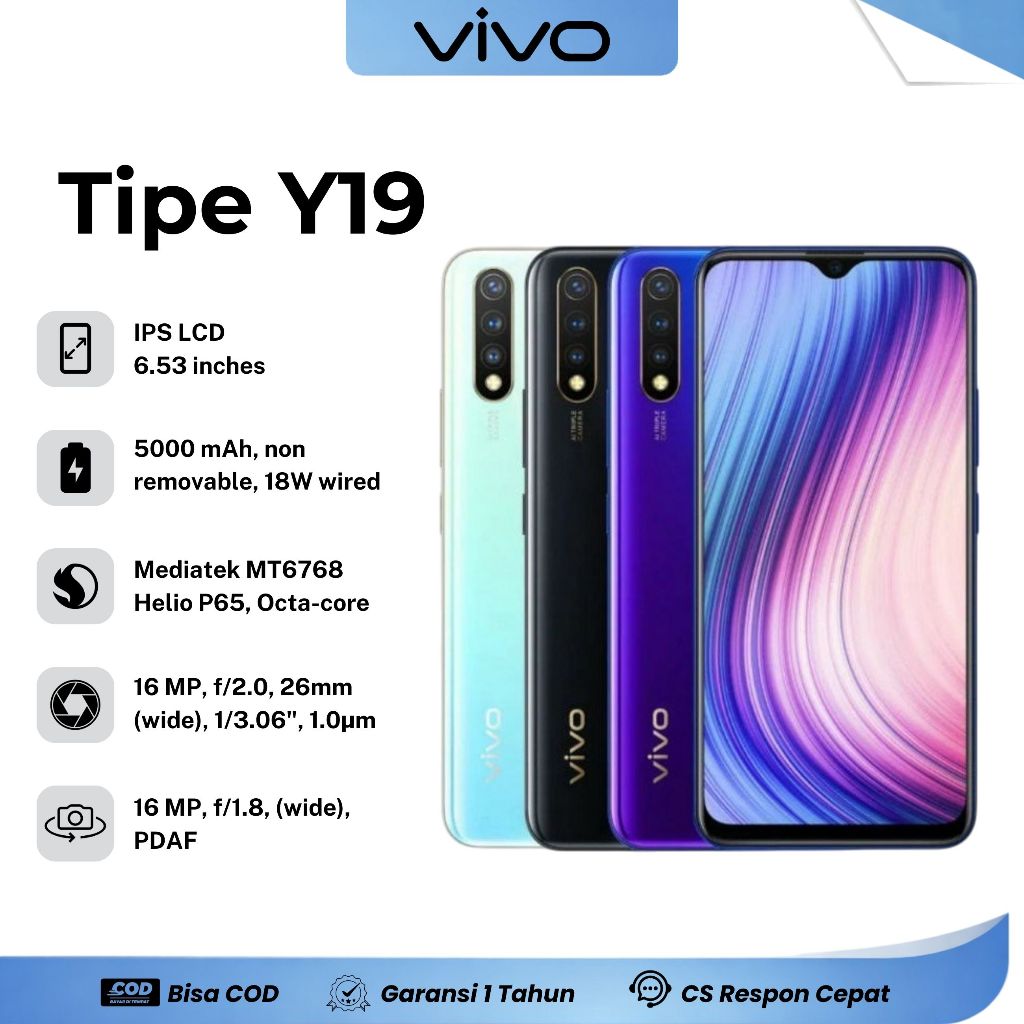 HP VIVO Y19 RAM 8/256GB 4G Smartphone Fullset Garansi 1 Tahun