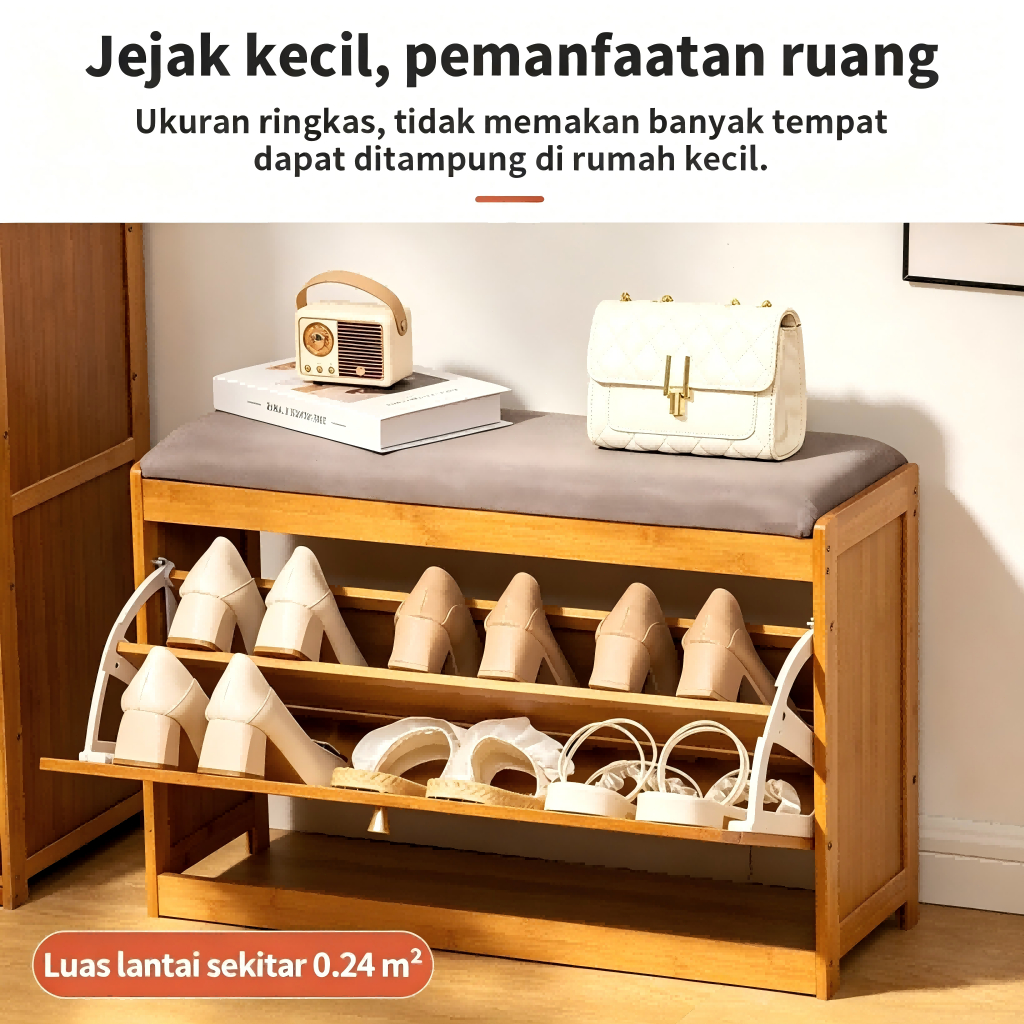 Jual E-TIFE Rak Sepatu Kayu Minimalis -Bisa Duduk sebagai Bangku ...