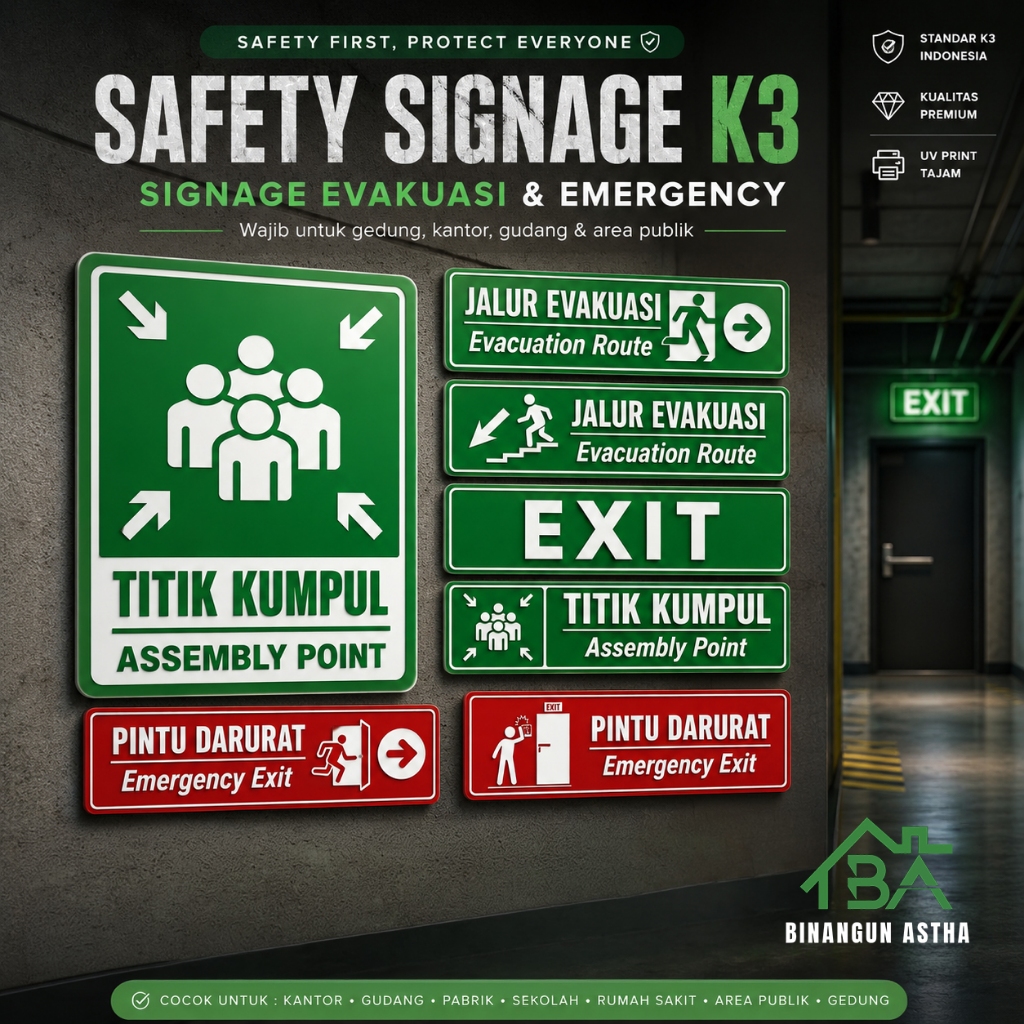 Jual SAFETY SIGNAGE K3 EVAKUASI EXIT TITIK KUMPUL | Rambu K3 Emergency ...