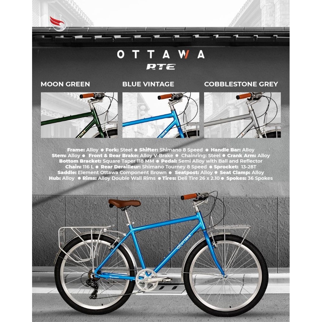 Jual Sepeda Urban 26 Element Ottawa RSE Edition Flatbar Terbaru Frame ...