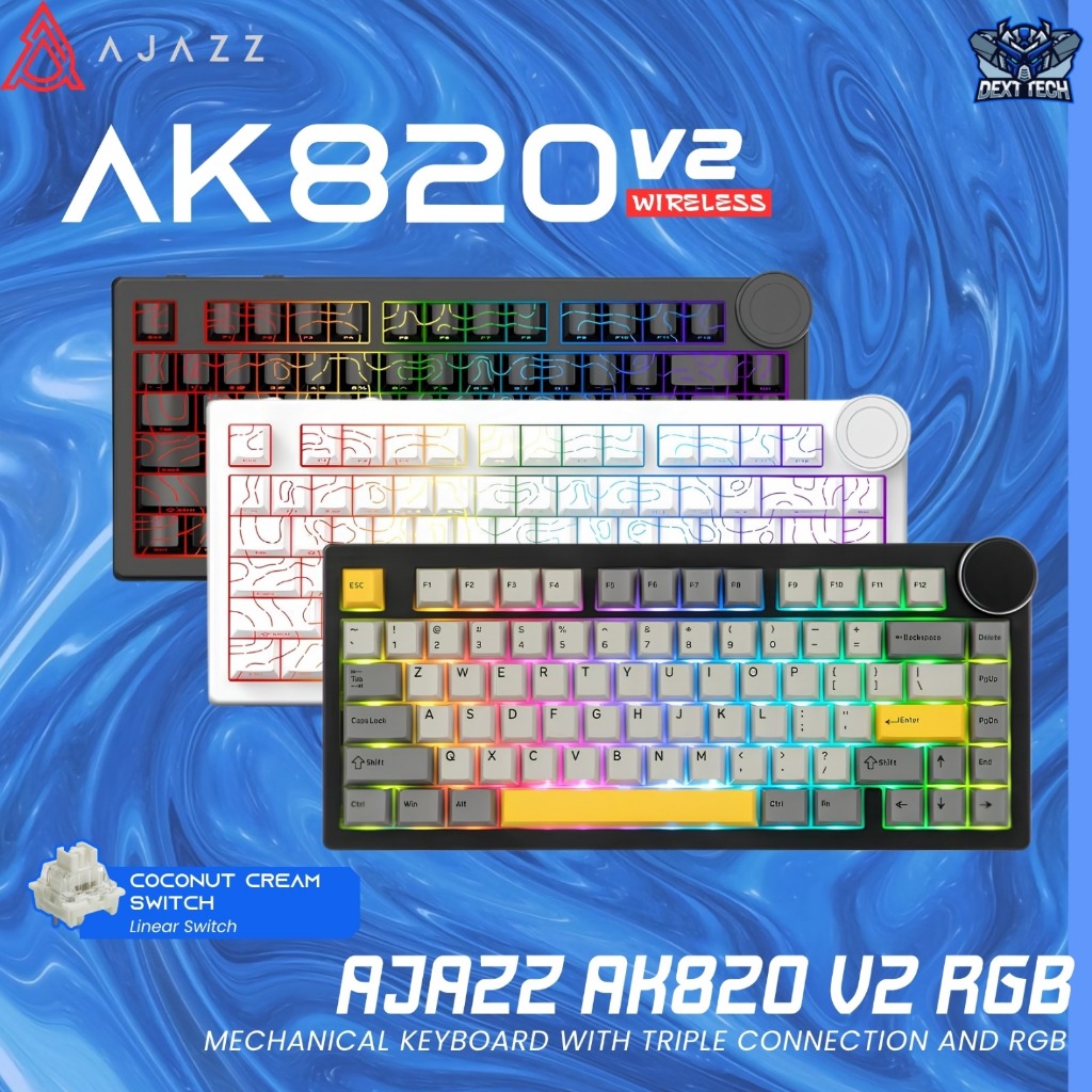 Jual Ajazz AK820 V2 | AK-820 V2 RGB NO SCREEN Wireless Tri-Mode ...