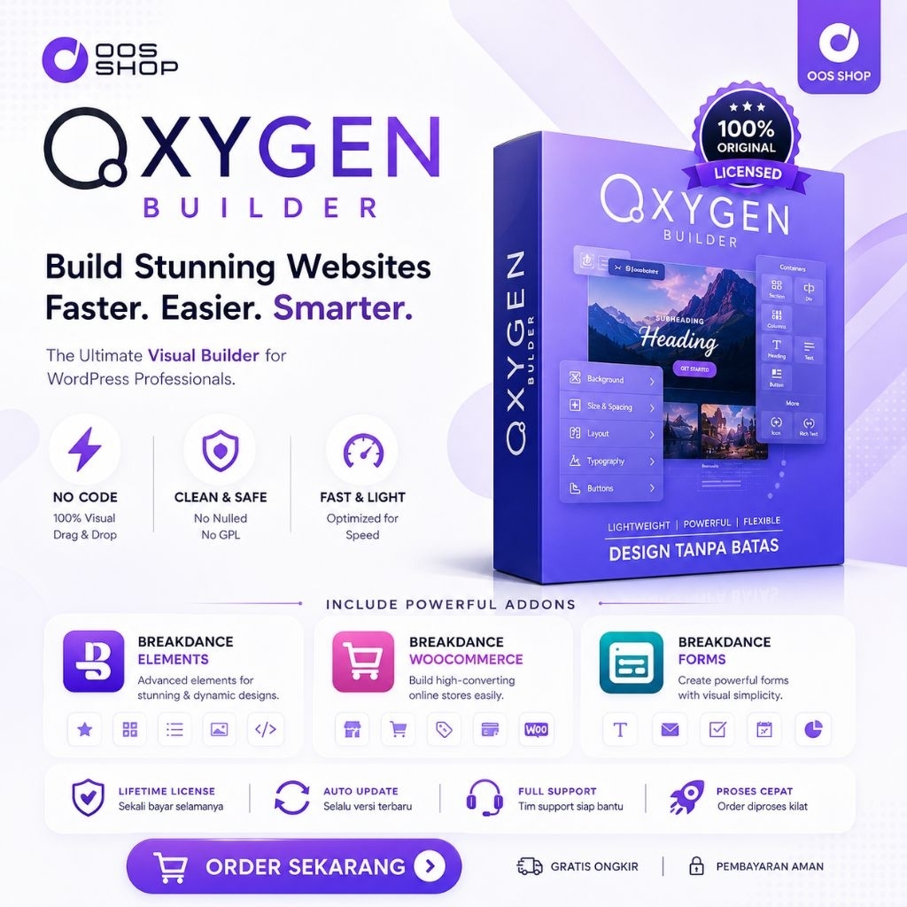 Plugin Oxygen Builder Lifetime 100% Original + Full Personal Support Page Builder WordPress