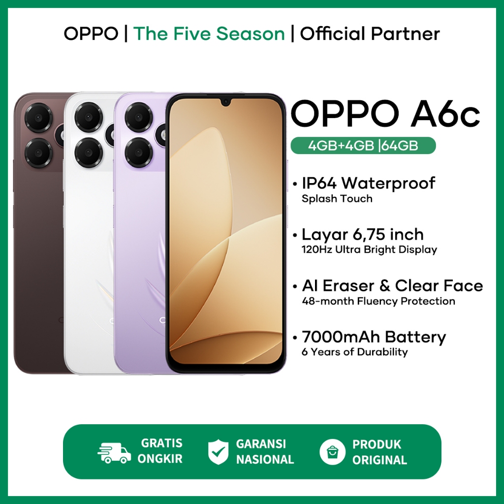 OPPO A6c (4/64GB)(4/128GB) - Garansi Resmi OPPO Indonesia