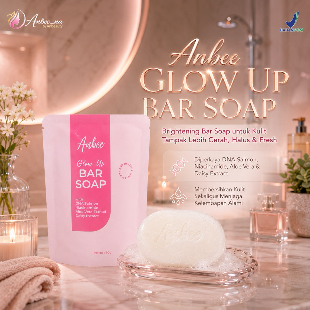 Anbee Glow Up Bar Soap | Sabun Mandi Pencerah Kulit dengan DNA Salmon & Niacinamide