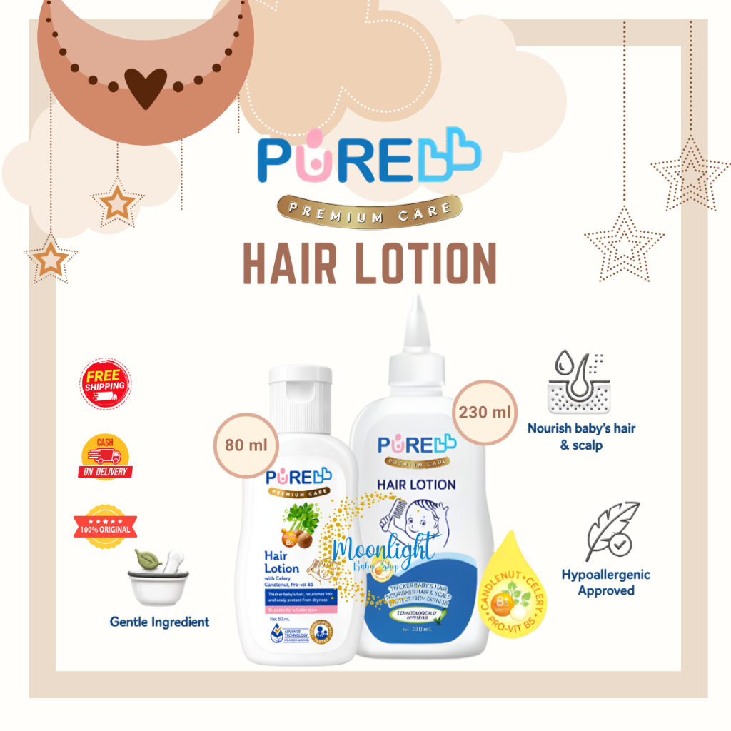 Jual PURE Baby Hair Lotion 80ml 230ml Minyak Rambut Bayi PURE BB ...