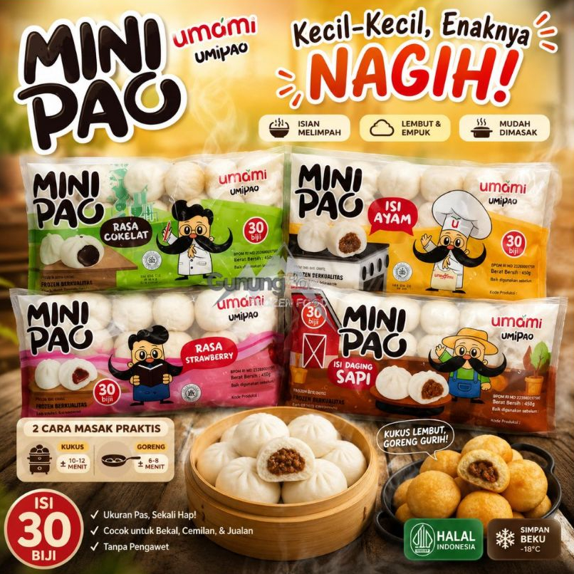 Jual UMIAMI MINIPAO VARIANS ISI 30PCS (DAGING SAPI/DAGING AYAM/COKELAT ...