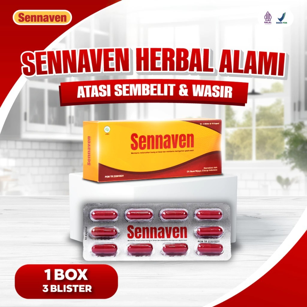 Sennaven 3 Blister kapsul ambeien ekstrak daun ungu & senna