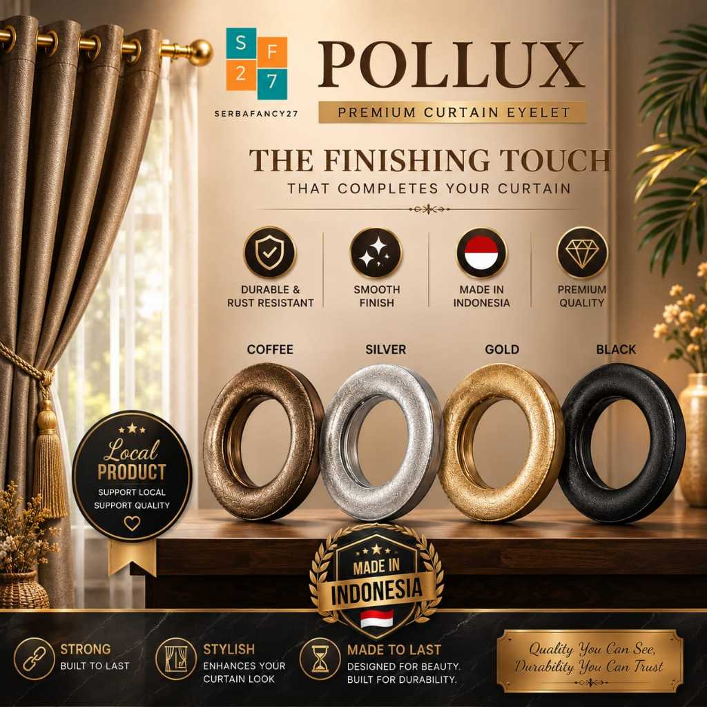 POLLUX PER BAG ISI 100 PCS - Smokring Gordyn  Stainless Anti Karat Tebal Premium Ring Tirai Minimalis / Smokring 12 lubang / Smokring gorden / Ring gorden / Cincin gorden / Ring tirai / Accessories gorden / Doubleside smokring -  SMOKRING GORDYN POLLUX