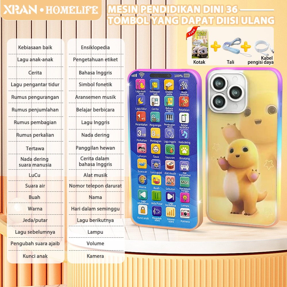 Jual Mainan Handphone Anak Nailong 5000mAh, HP Mainan Edukasi 36 Tombol ...