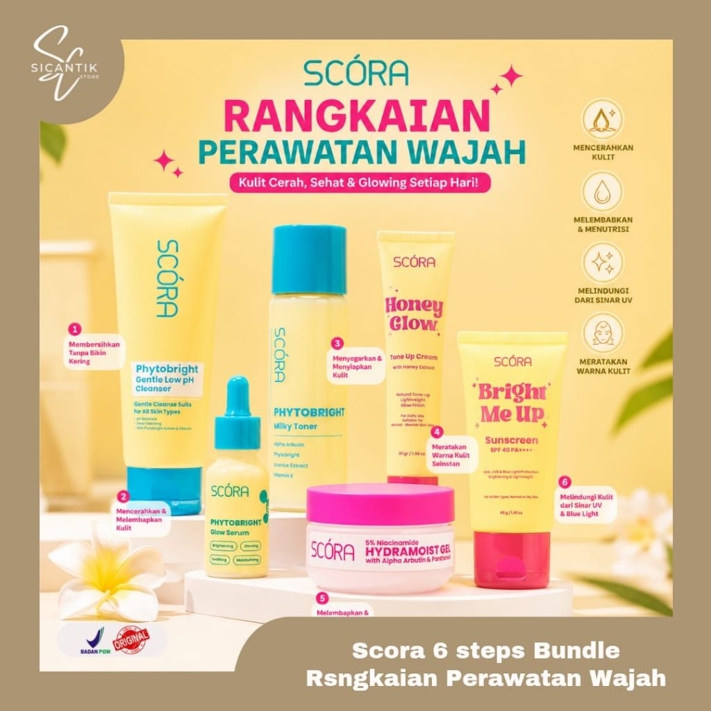 Jual Scora 6 Steps Bundle Paket Skincare Scora Cleanser 100ml + Scora ...