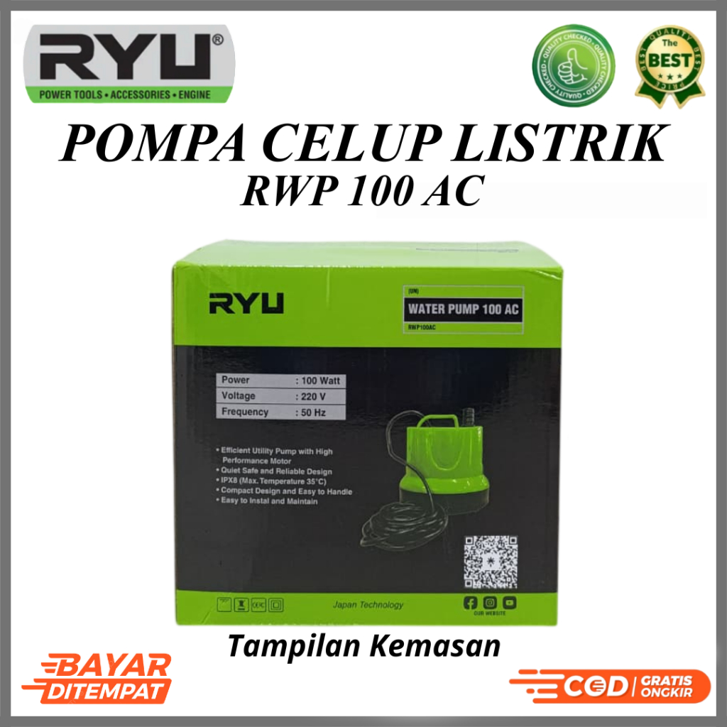 Jual Ryu Pompa Air Celup Aquarium Kolam Ikan Submersible Water Pump 100 ...