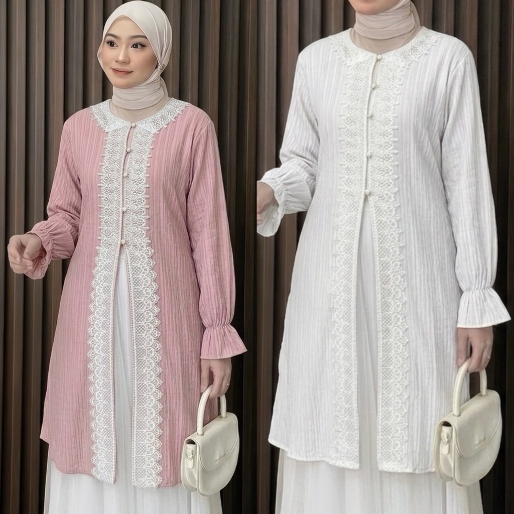 Jual JOY Tunik Melayu Lady Crush Kondangan Gamis Melayu Renda Premium ...