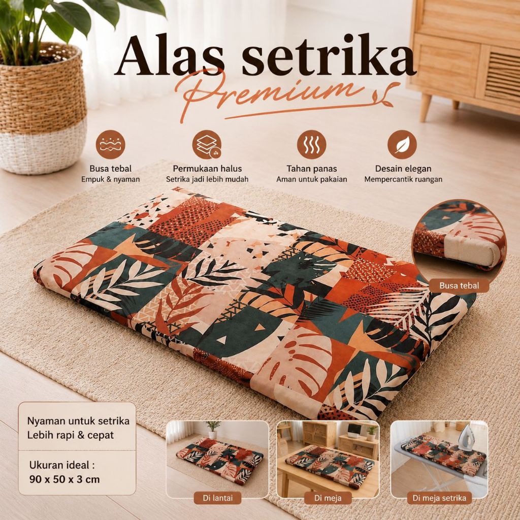 Alas Setrika + Busa Tebal 3cm Premium
