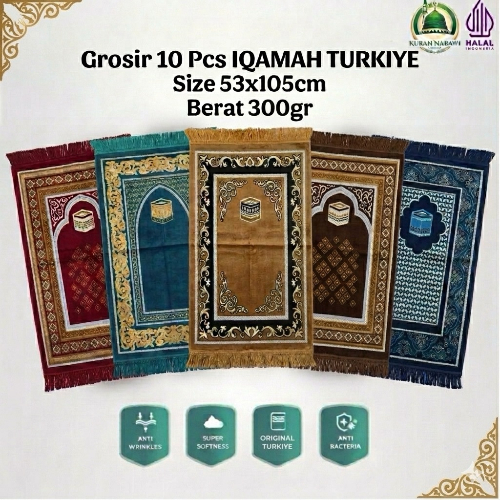 Grosir 10 Pcs Sajadah Turkiye Ukuran 53x105 cmMedium Souvenir Haji & Umroh
