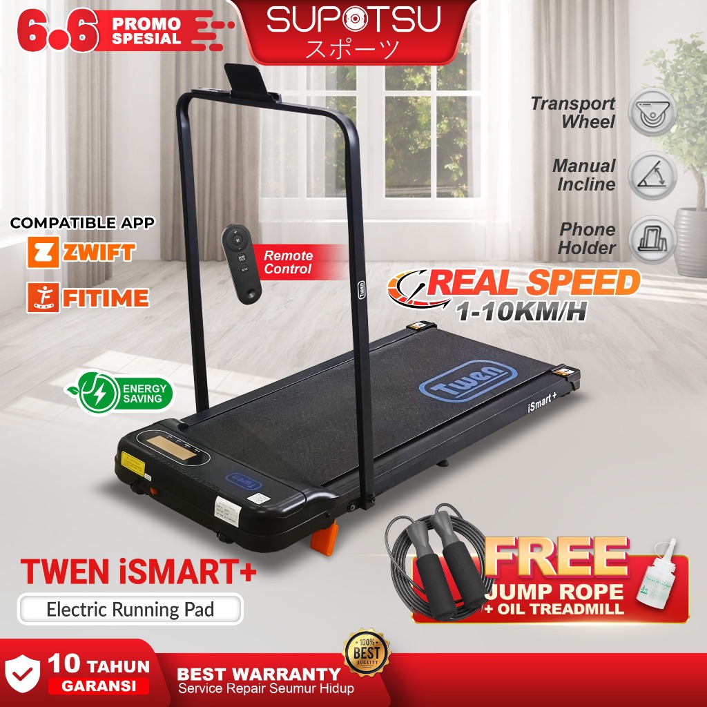 Jual TWEN iSmart+ iSmart Plus Treadmill Portable Walking Pad Running ...