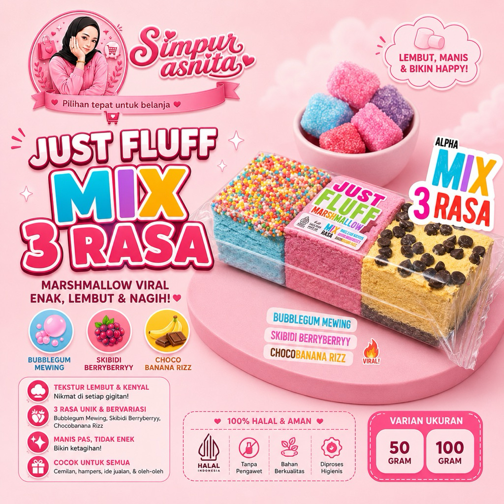 Jual marshmallow justfluff viral enak banyak pilihan rasa | Shopee ...