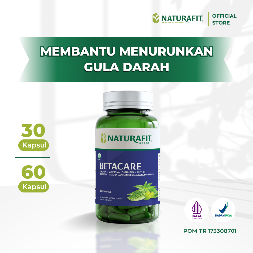 NATURAFIT Betacare - Obat Herbal Untuk Diabetes Melitus, Kencing Manis, Menurunkan Kadar Gula Tubuh, Memperbaiki Sensitivitas Insulin