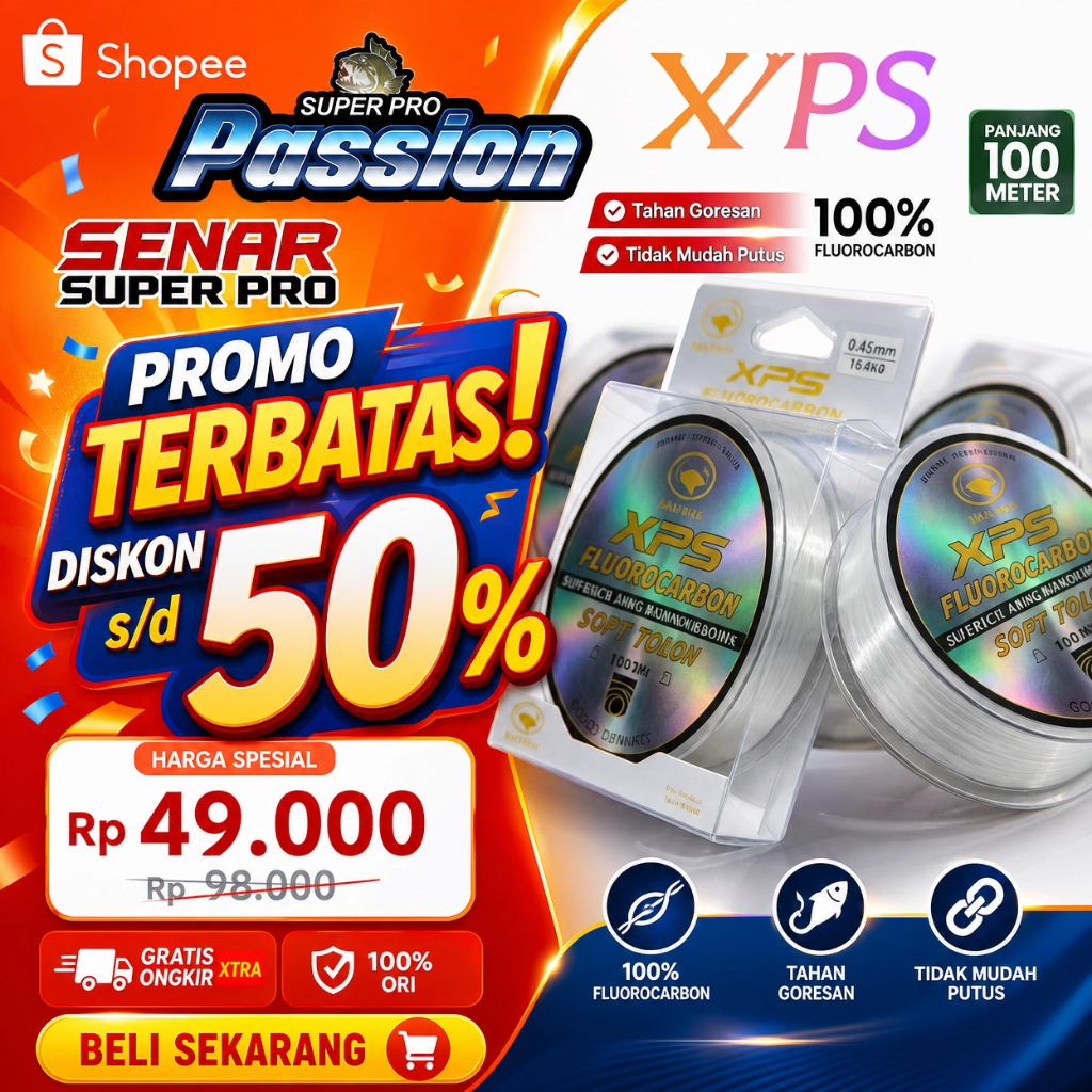 Jual Senar Pancing Leader XPS FLUOROCARBON 100M FORCE 0.16MM-0.60MM ...
