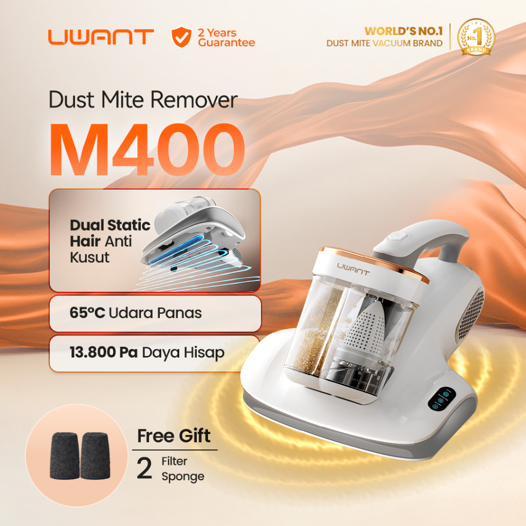UWANT M400 Mite Vacuum Cleaner Ringan 1,3kg UVC Dual Motor 13800Pa Kasur Sofa