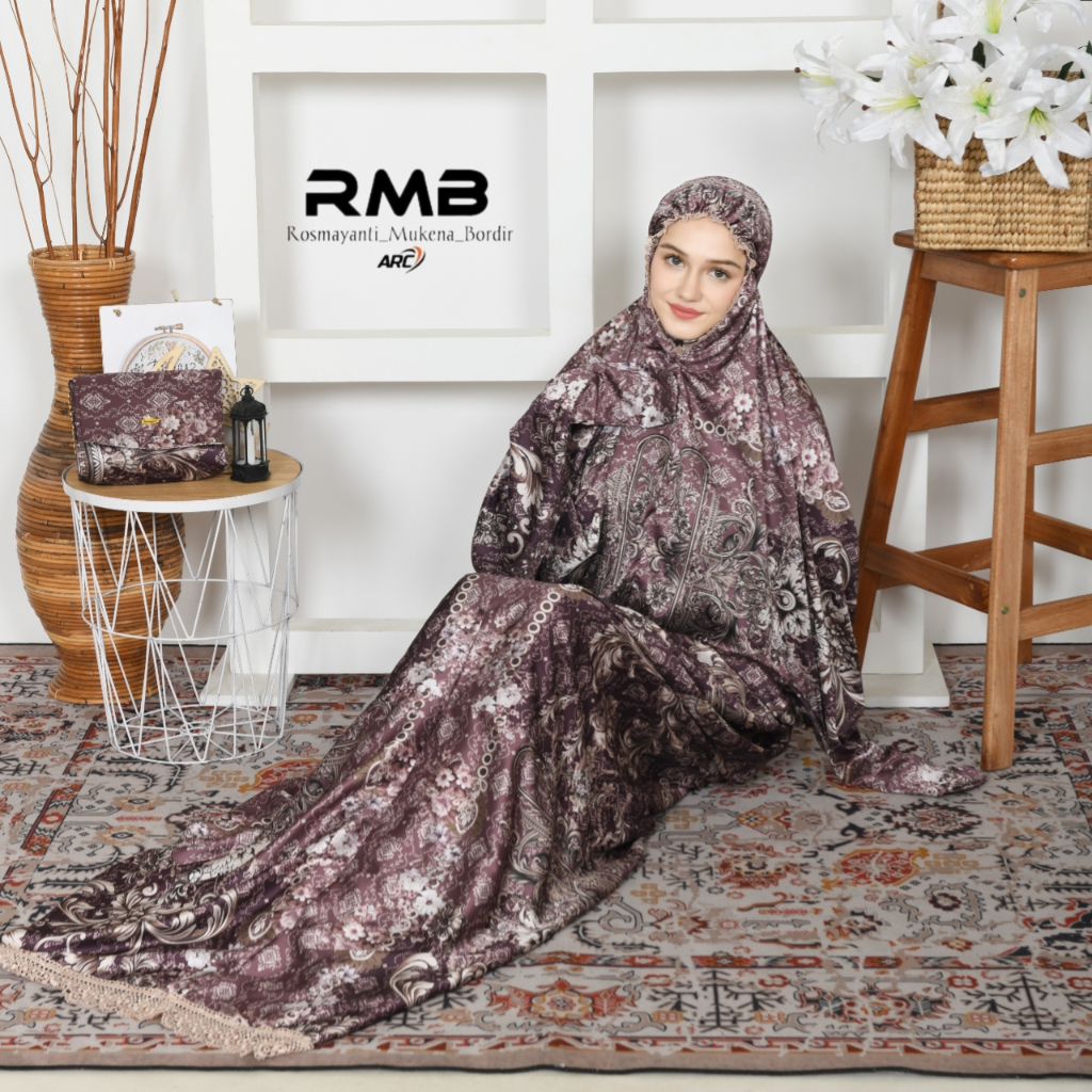 ROSMAYANTI - Mukena Terusan Dewasa Armany Sutra Silk Sultan Malasya Set Tas Adem Lembut Mewah Elegant