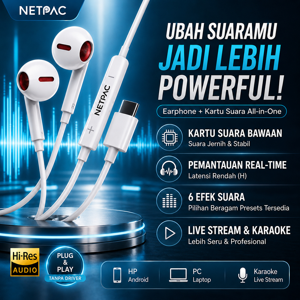 Jual NETPAC H1 Plus live soundcard Kabel Type C Kartu Suara Bawaan ...
