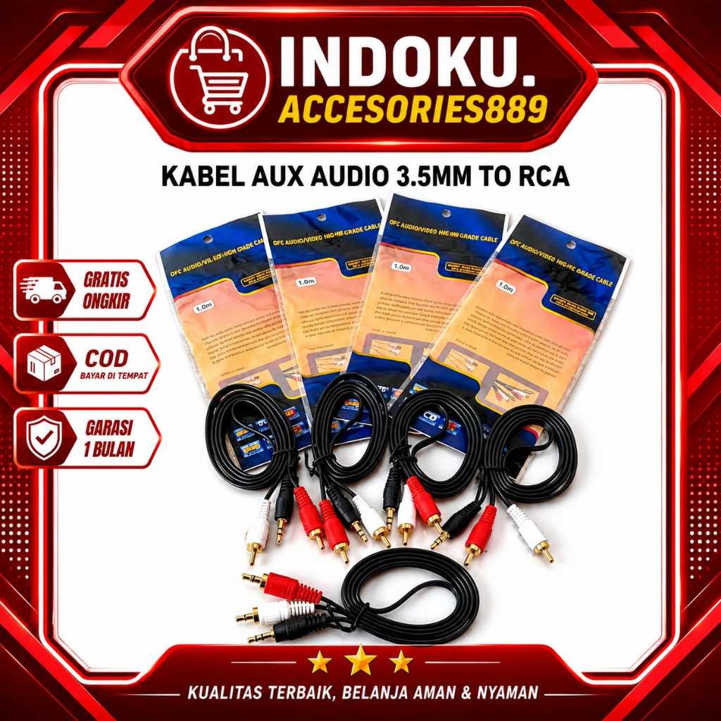 Kabel audio Jack  Aux 1 x 2 Original 100% 1.5M Real